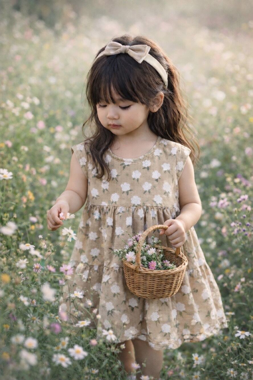 Rylee + Cru Vienna Floral Almond Flowy Midi Dress 18-24mths